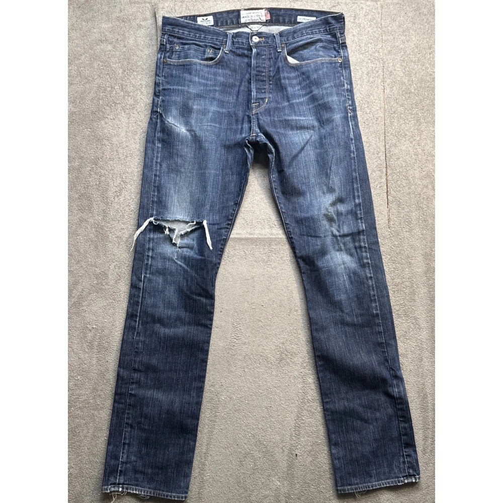 Lucky Brand White Oak Selvedge 121 Heritage Slim Distressed Jeans 32x32